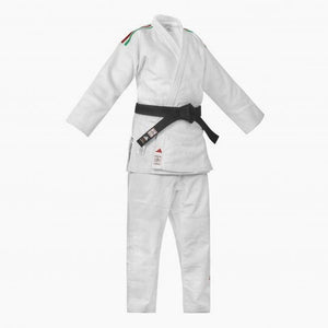 Judogi bianco Adidas J730 Champion III IJF slim strisce Italia