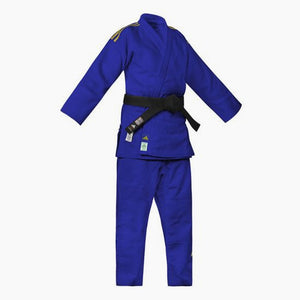 Judogi blu Adidas J730 Champion III IJF strisce oro