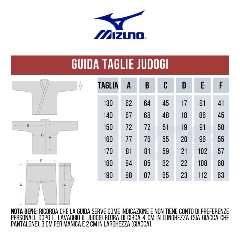 Guida alle taglie mizuno best sale